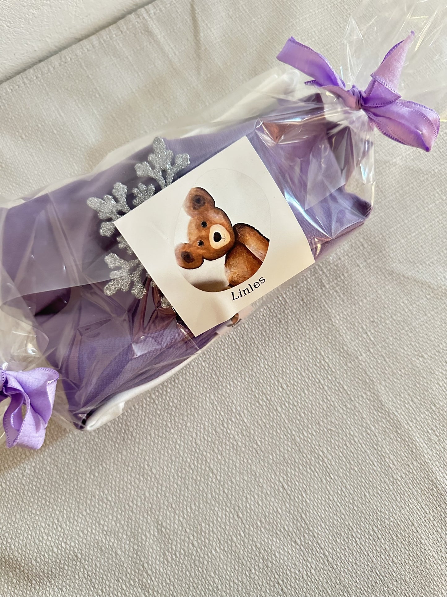 Sarouel couleur bicolore écru et lilas Oeko-Tex