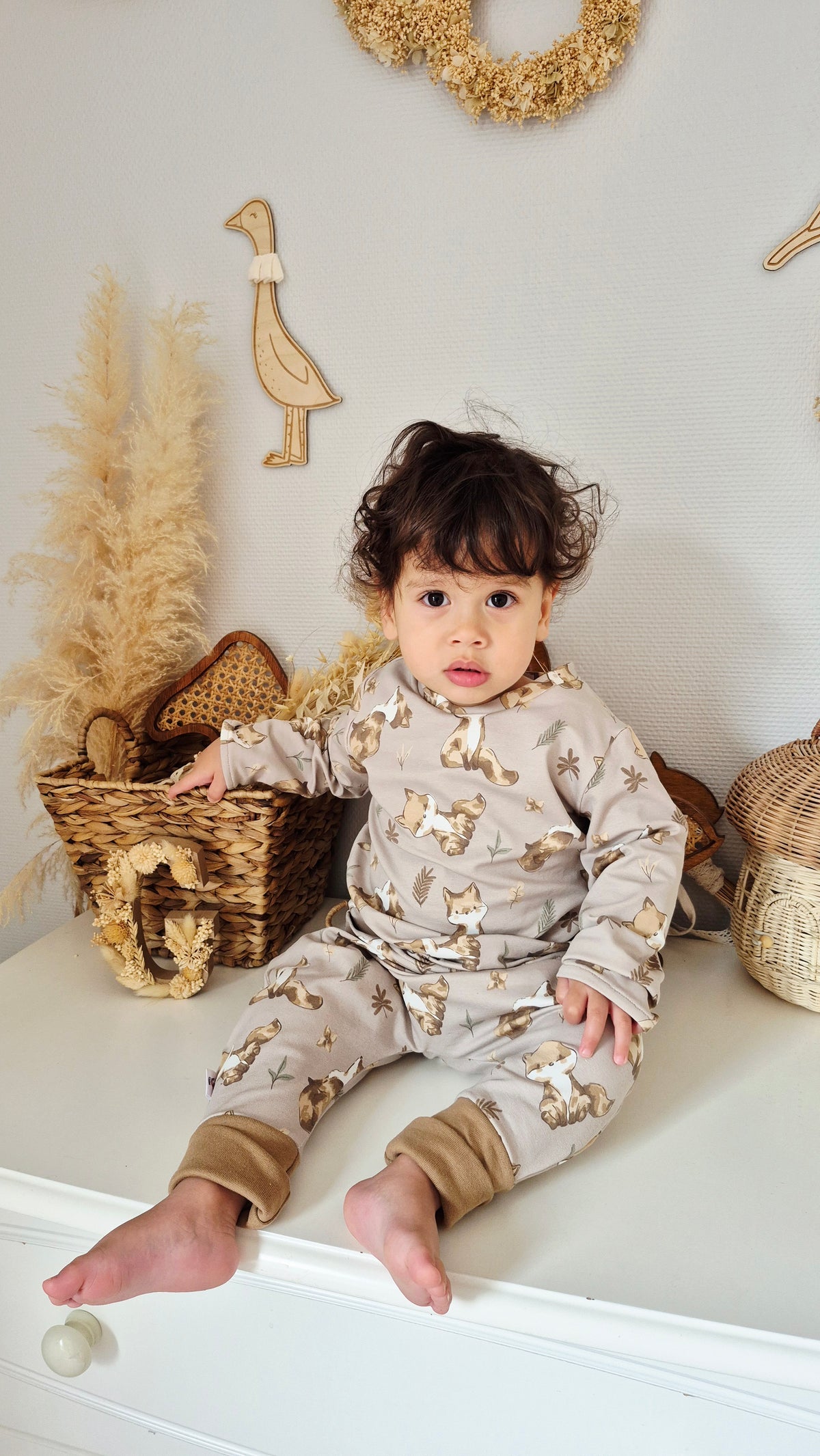 Sarouel en jersey motif renard Oeko-Tex 12 mois