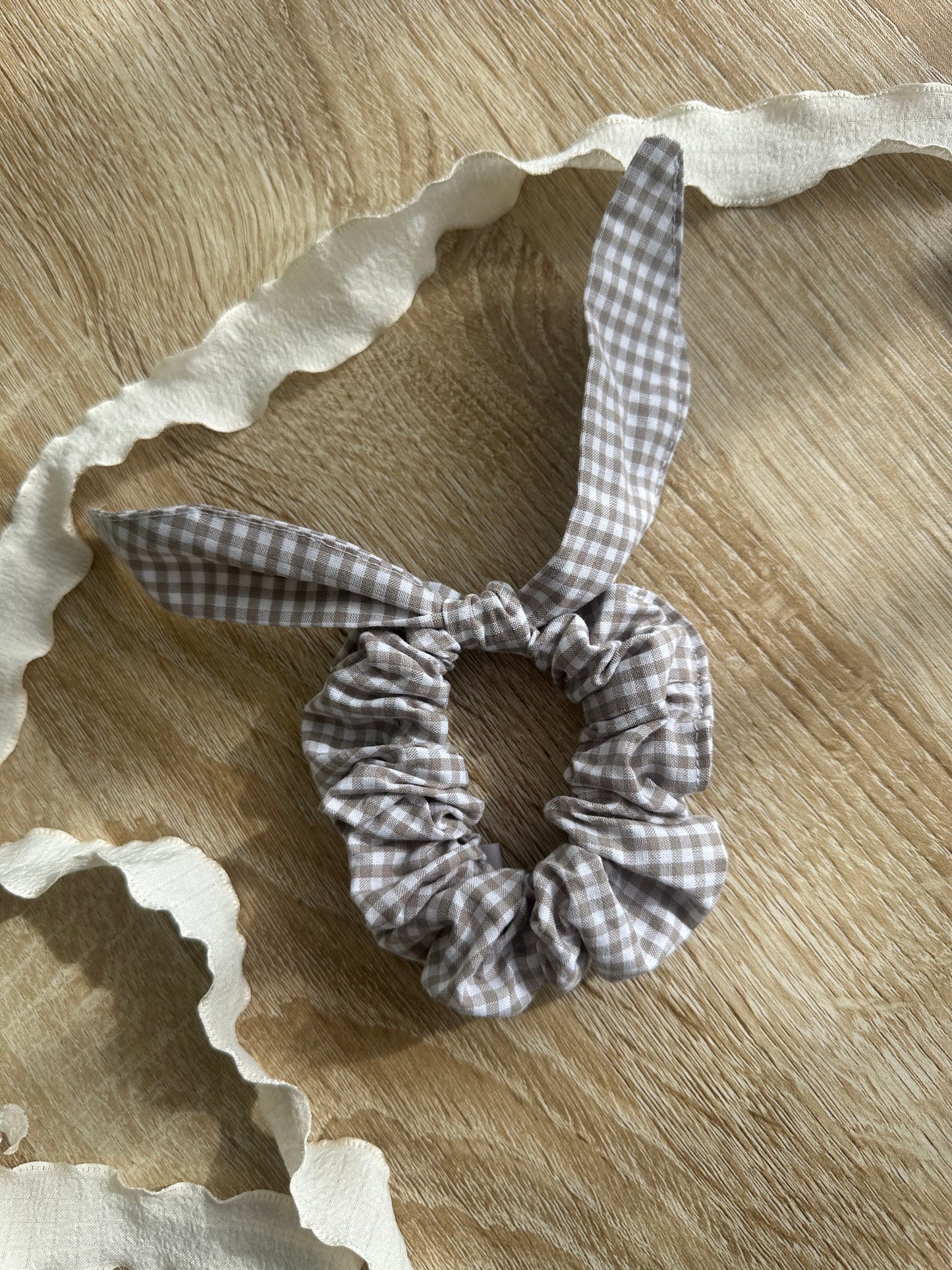 Chouchou Cécile en vichy beige à carreaux