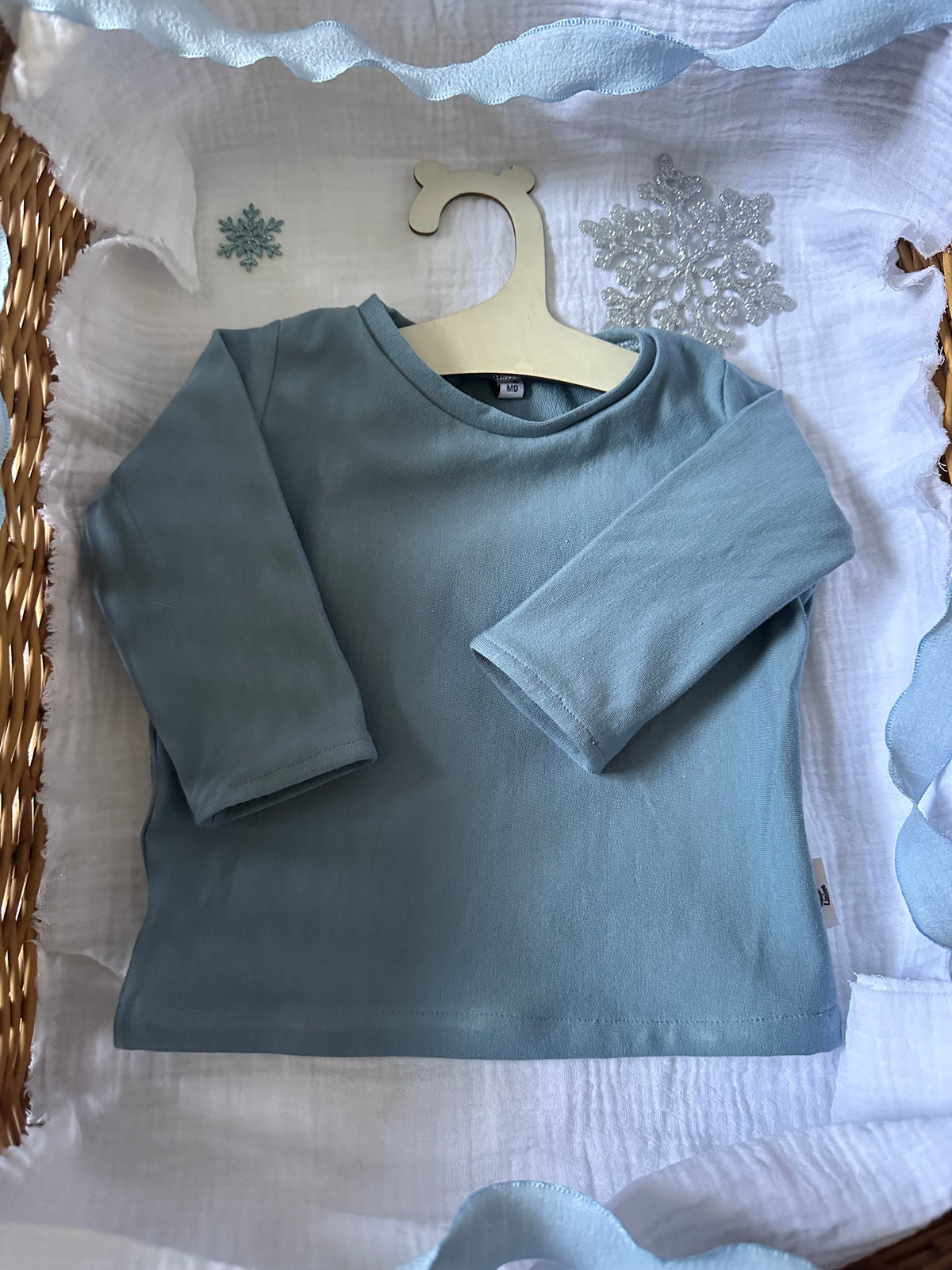T-Shirt manches longues bleu/gris Oeko-Tex 3-6 mois