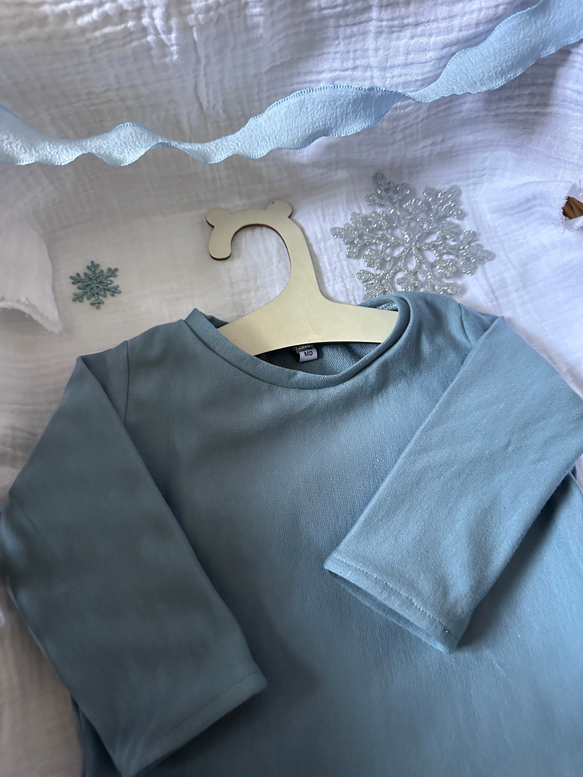 T-Shirt manches longues bleu/gris Oeko-Tex 3-6 mois
