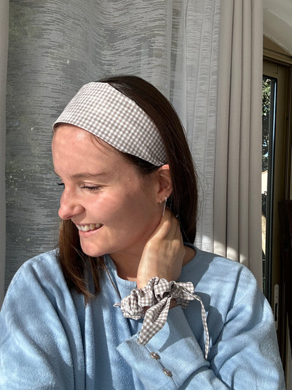 Bandeau à carreau vichy beige