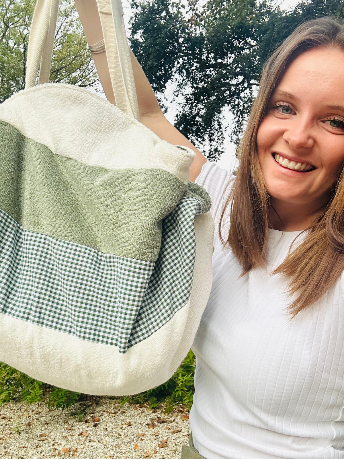 Sac Loompa bicolore vert et écru