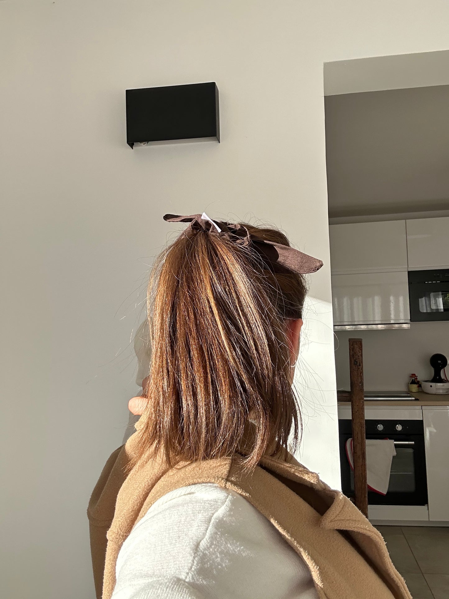 Chouchou Cecile coton marron foncé