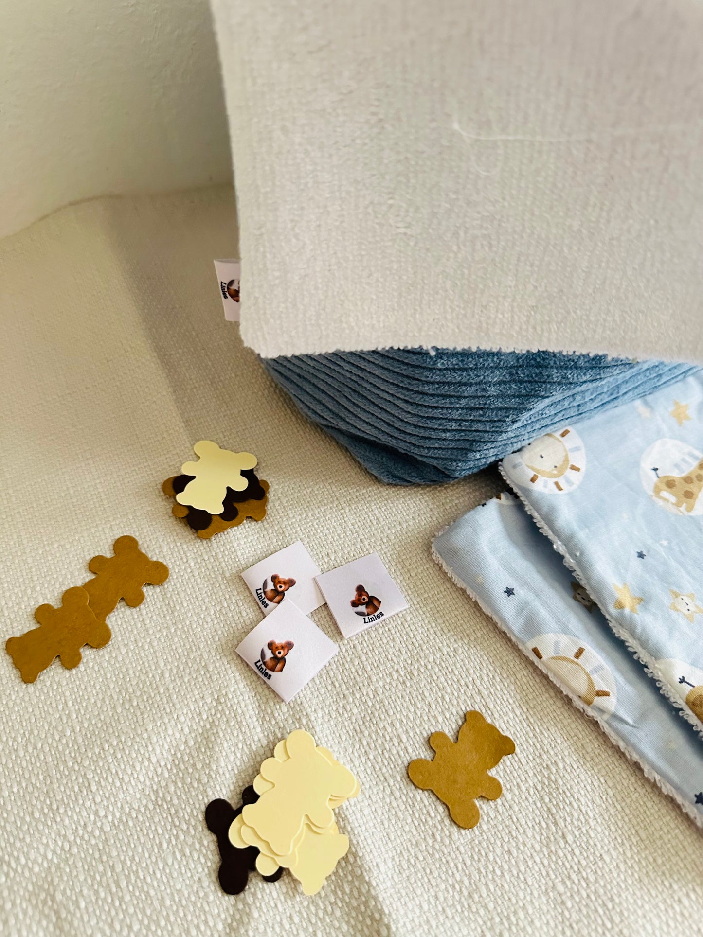 Panier et lingettes velours bleu