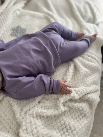 Pull molletonné manches longues lilas Oeko-Tex