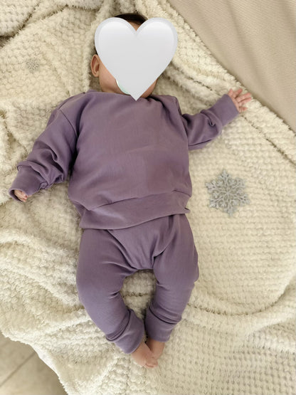 Pull molletonné manches longues lilas Oeko-Tex