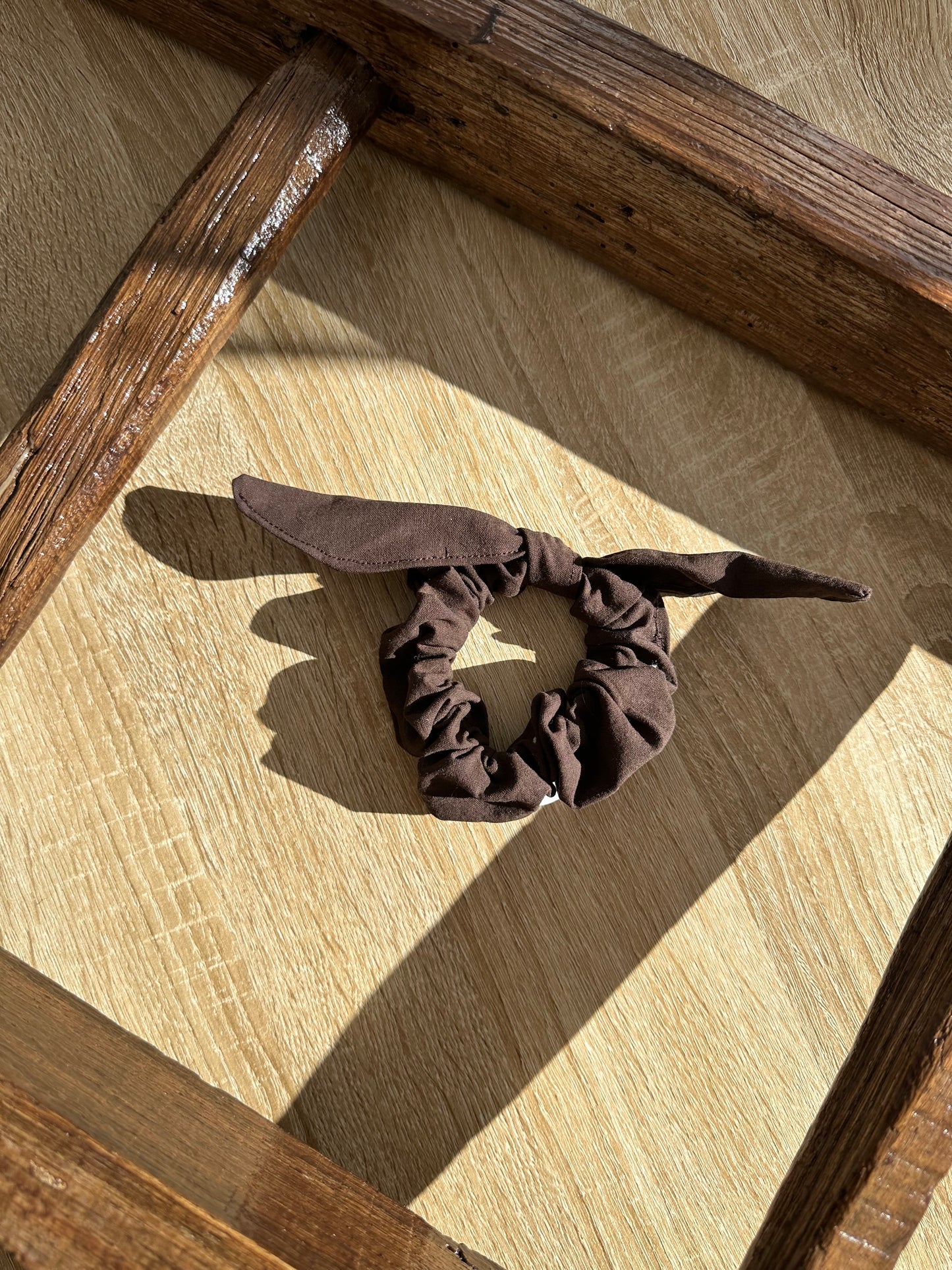 Chouchou Cecile coton marron foncé