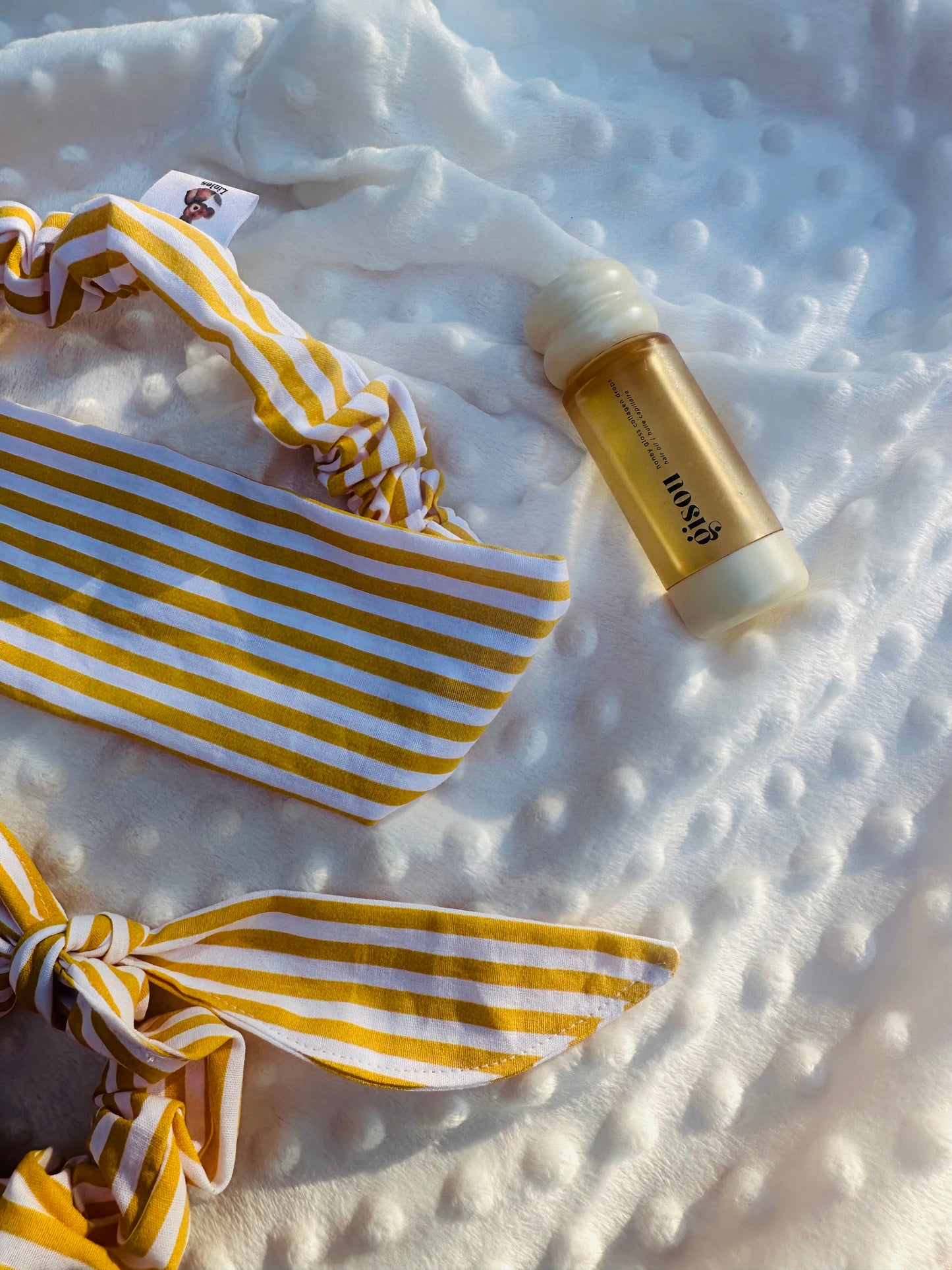 Duo Essentiel jaune à rayures   – Bandeau & chouchou cécile