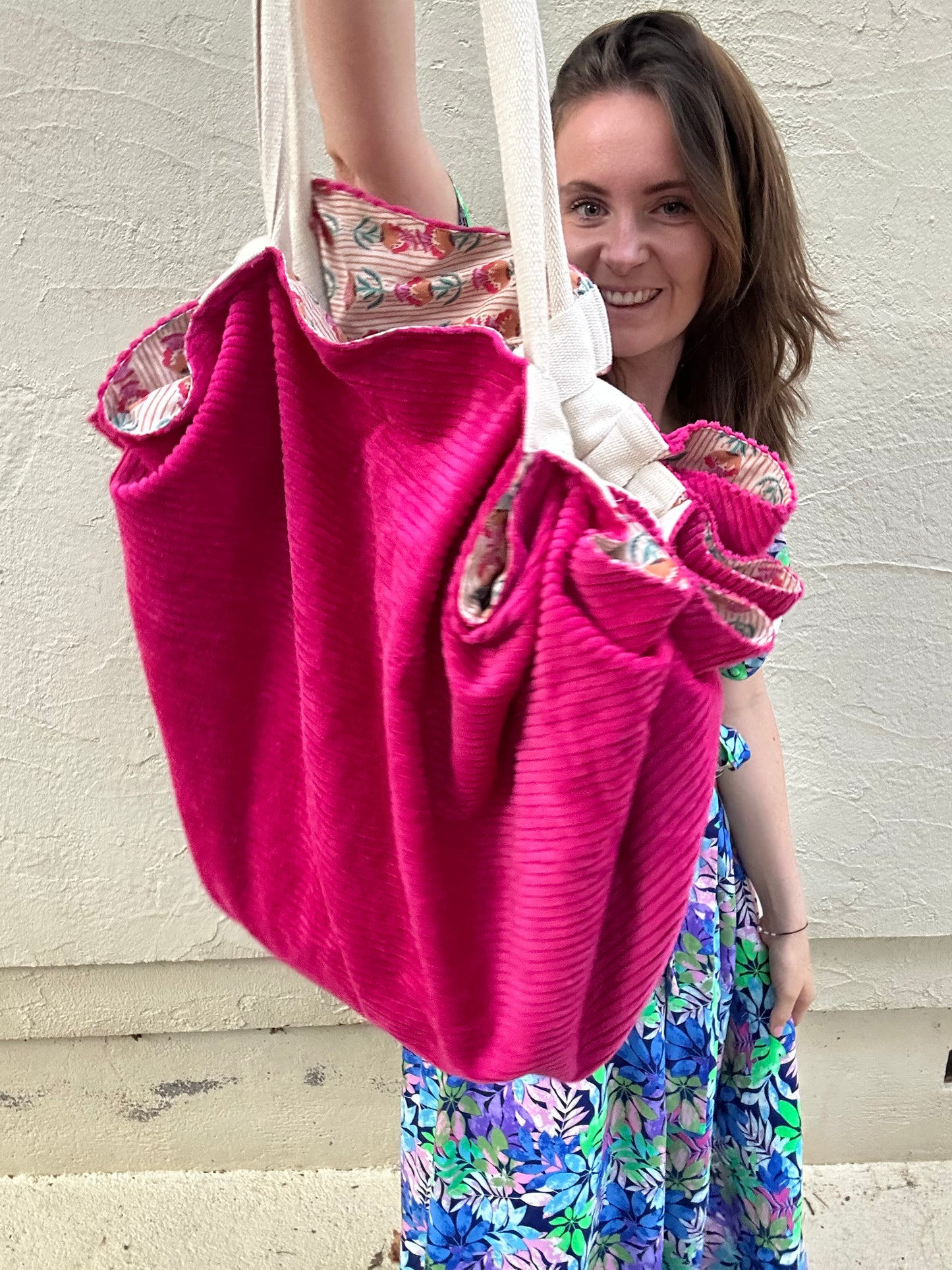 Sac Loompa velours rose et coton