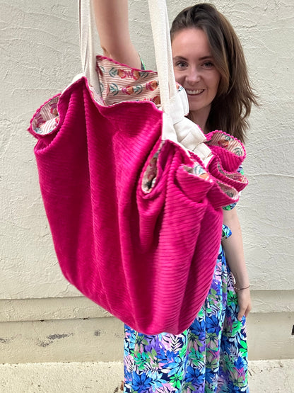 Sac Loompa velours rose et coton
