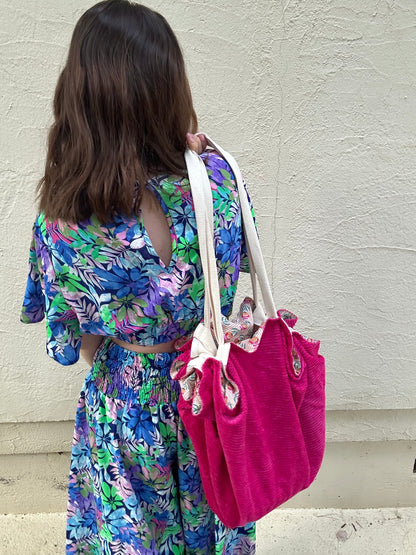 Sac Loompa velours rose et coton