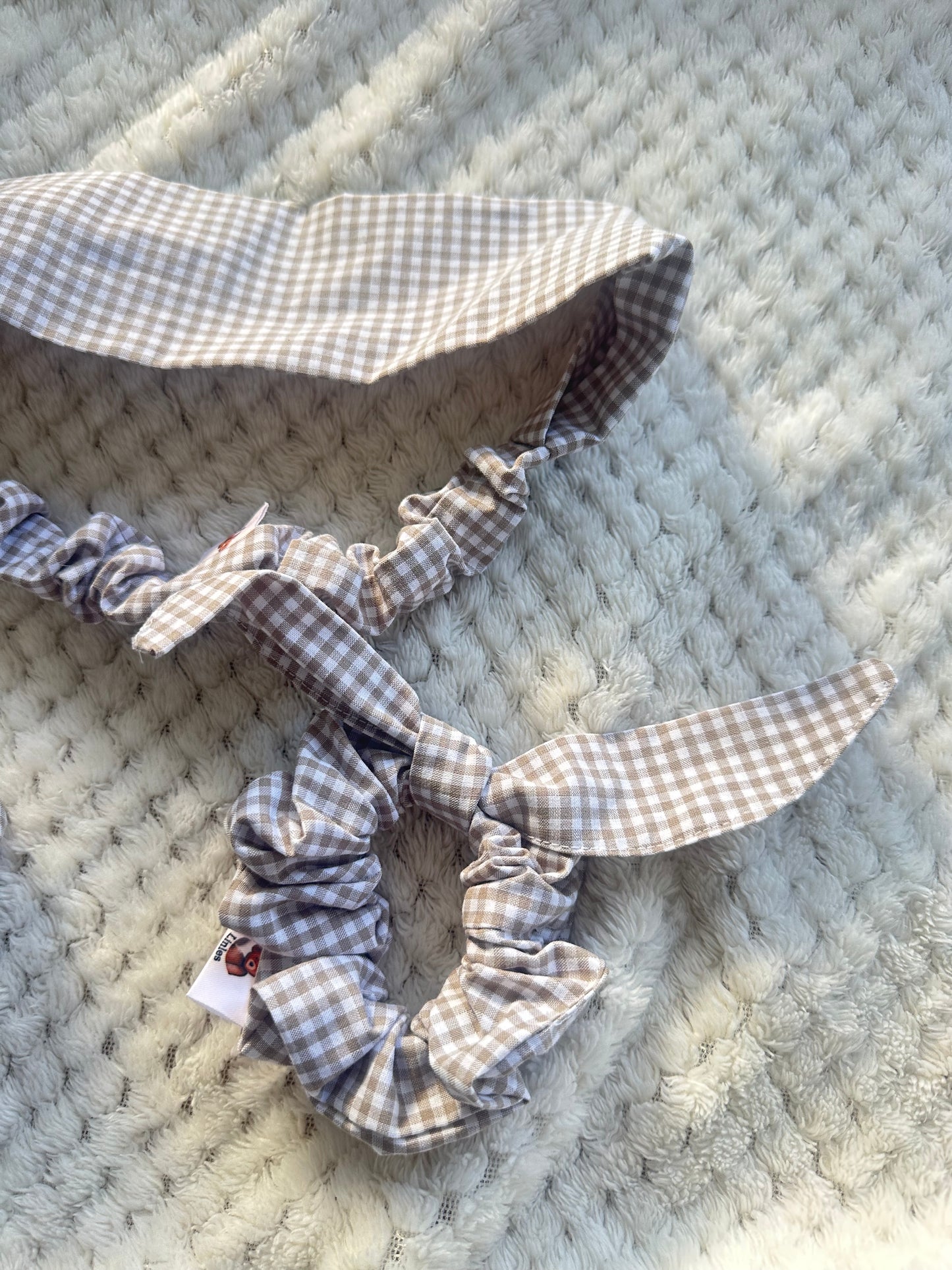 Chouchou Cécile en vichy beige à carreaux