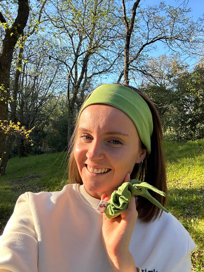 Duo Essentiel vert – Bandeau & chouchou cécile