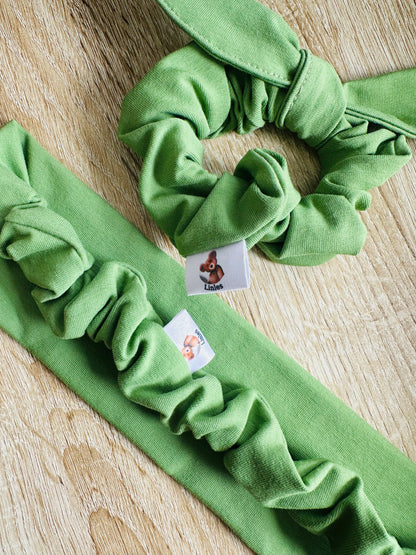Duo Essentiel vert – Bandeau & chouchou cécile