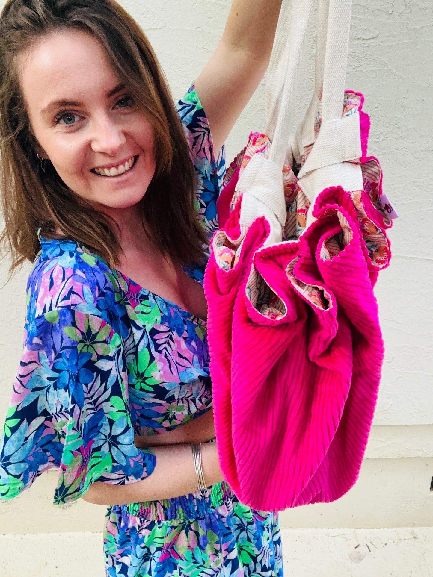 Sac Loompa velours rose et coton