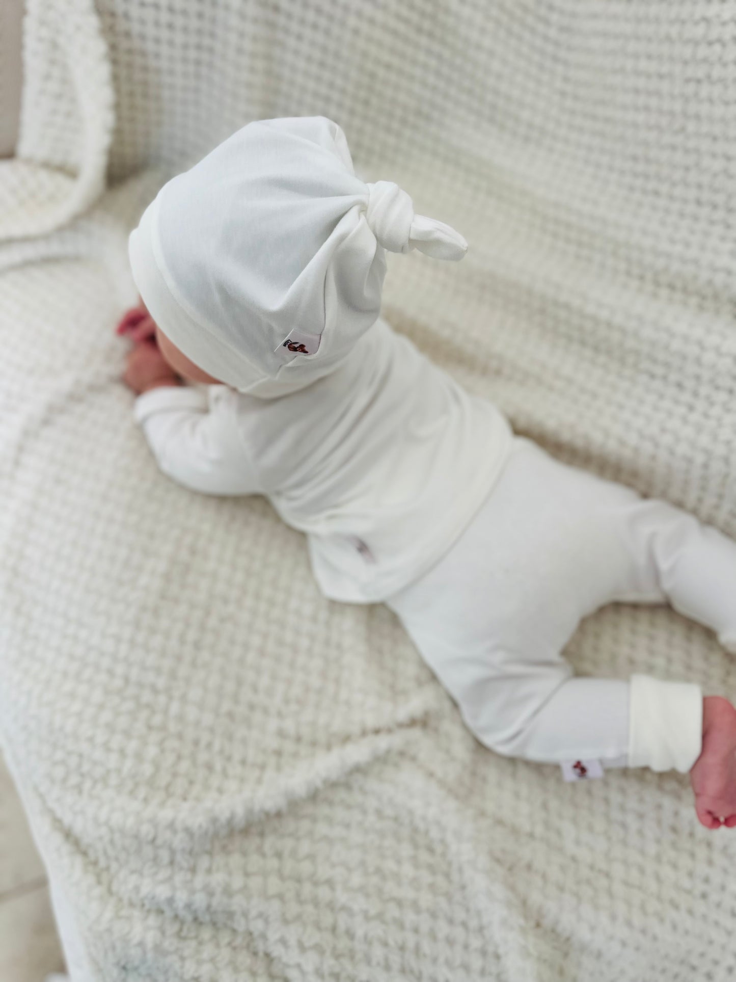 Bonnet bicolore hiver écru & blanc cassé uni Oeko-Tex