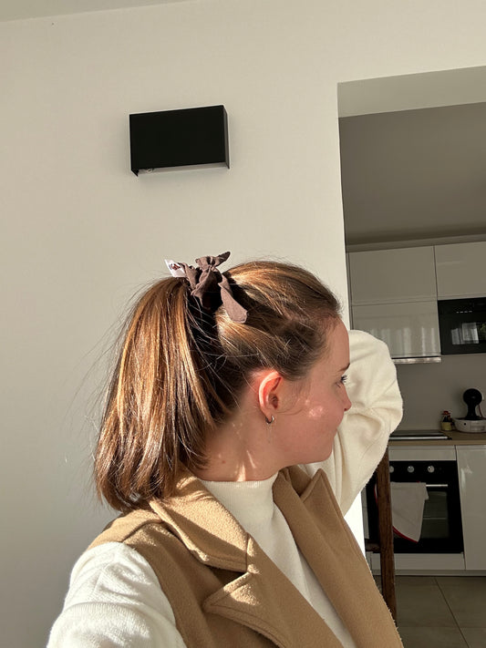 Chouchou Cecile coton marron foncé