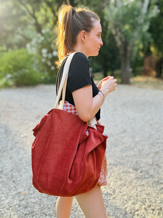 Sac Loompa velours terracota et coton