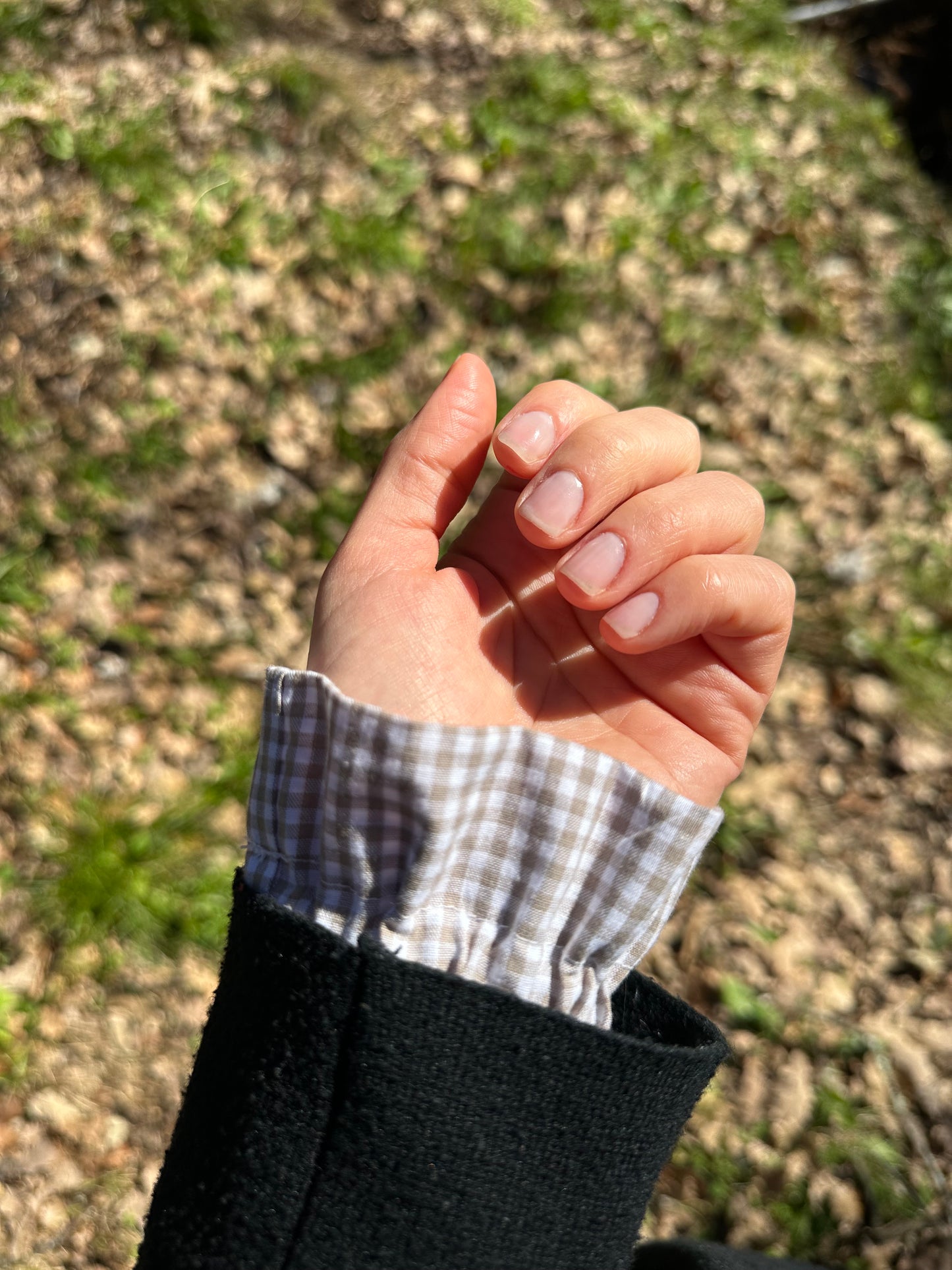 Manchettes coordonnées à carreaux vichy beige