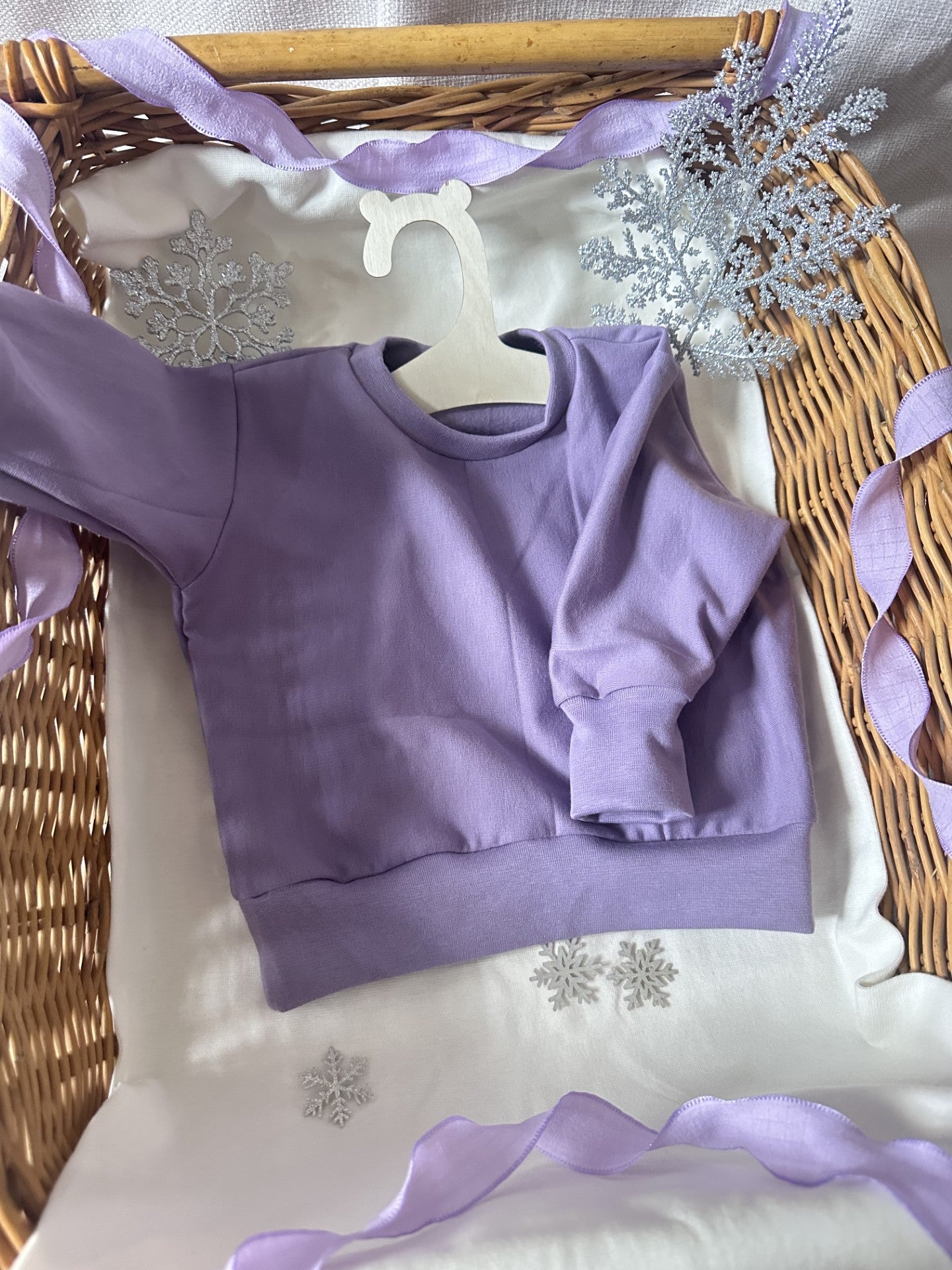 Pull molletonné manches longues lilas Oeko-Tex