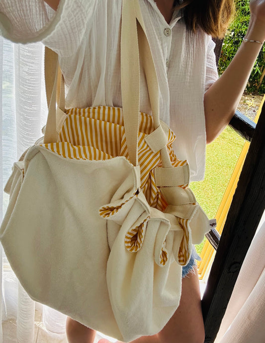 Sac Loompa éponge écrue et jaune à rayures