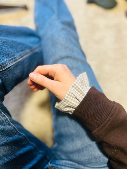 Manchettes coordonnées à carreaux vichy beige