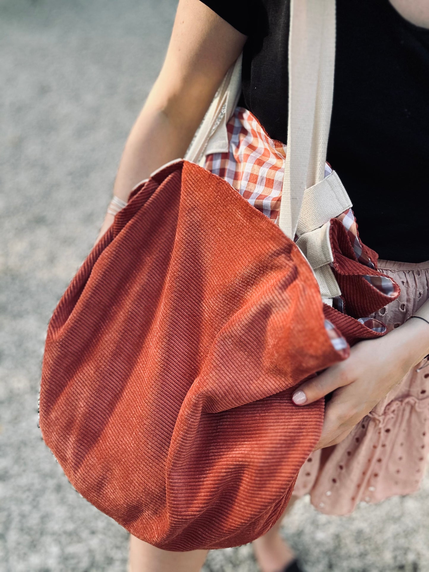 Sac Loompa velours terracota et coton