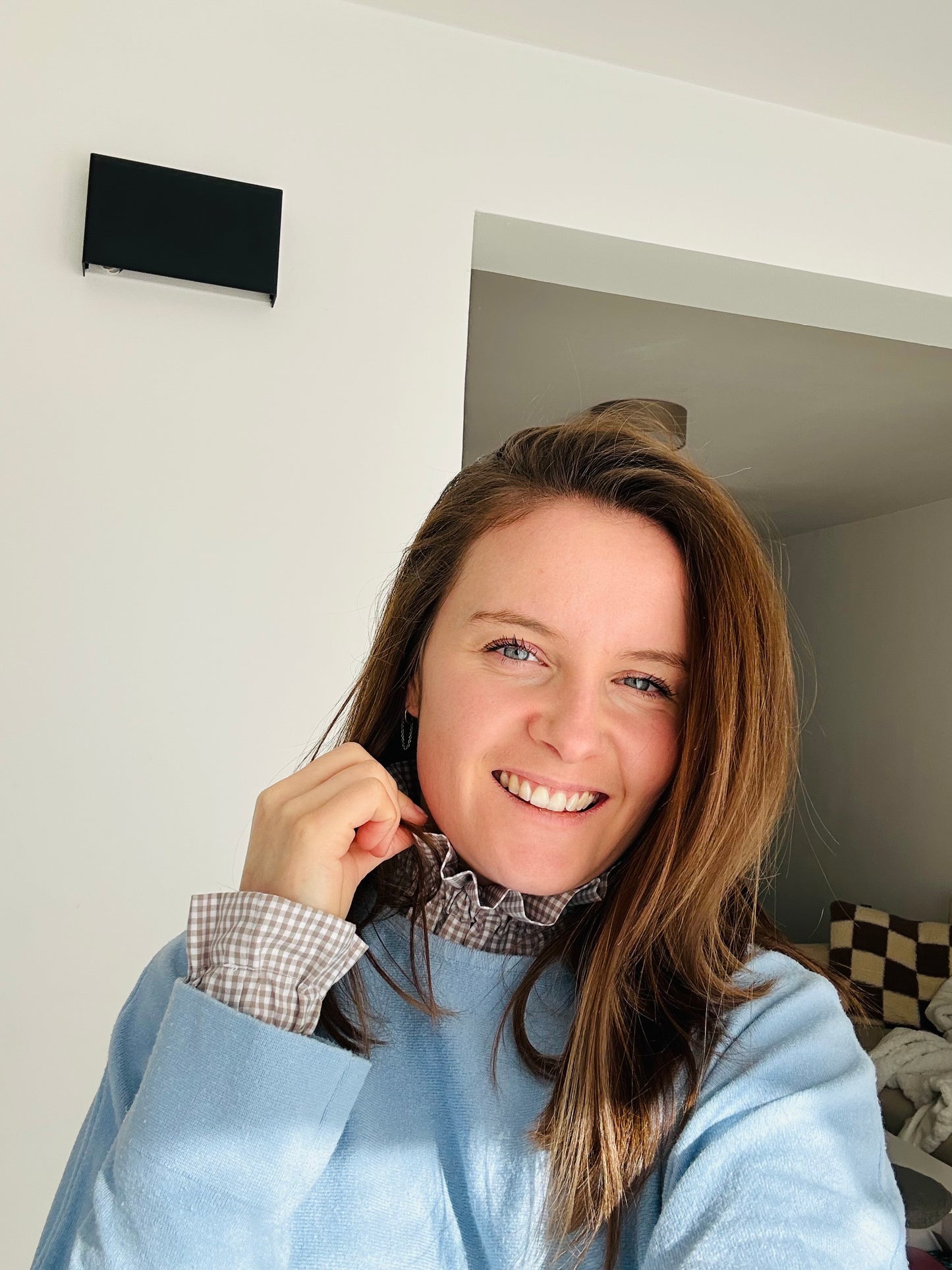 Col amovible à carreaux vichy beige