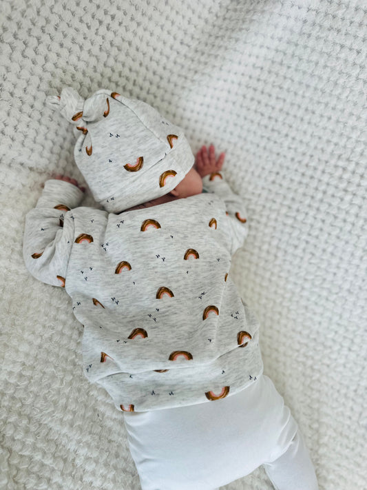 Ensemble pull manche longue + bonnet molletonné 1-3 mois