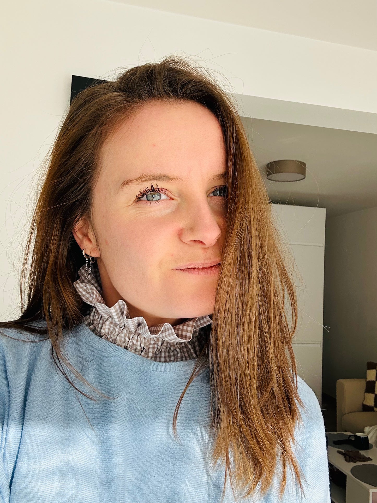 Col amovible à carreaux vichy beige