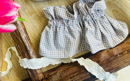 Col amovible à carreaux vichy beige