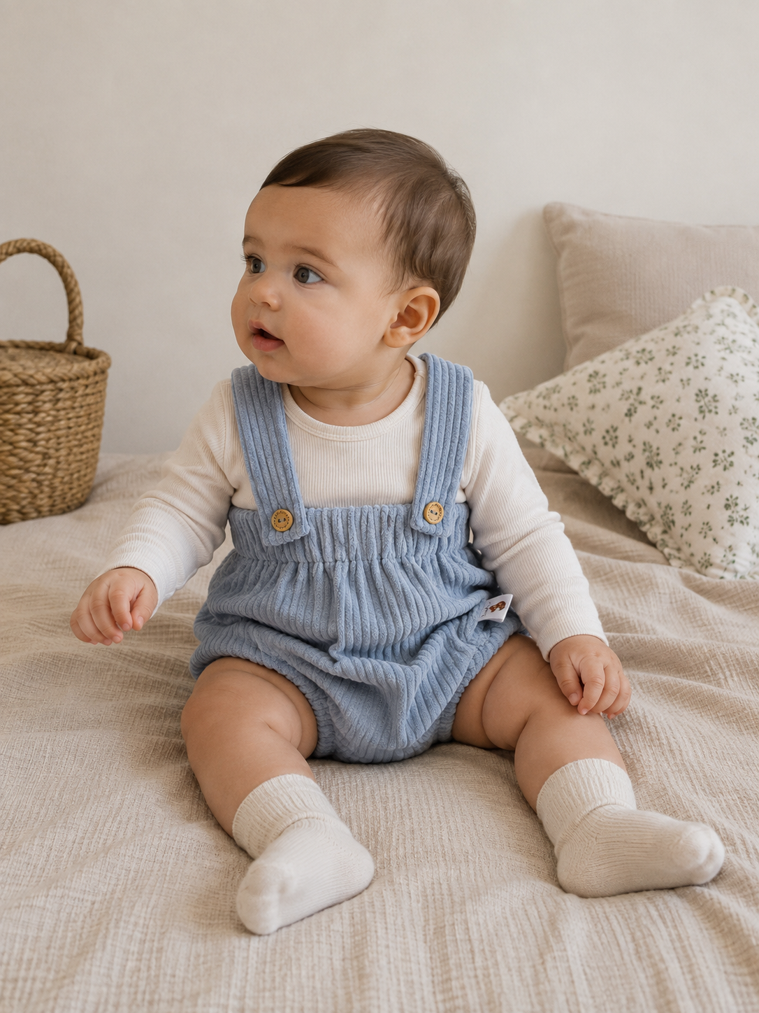 Bloomer en velours bleu taille 3-6 mois