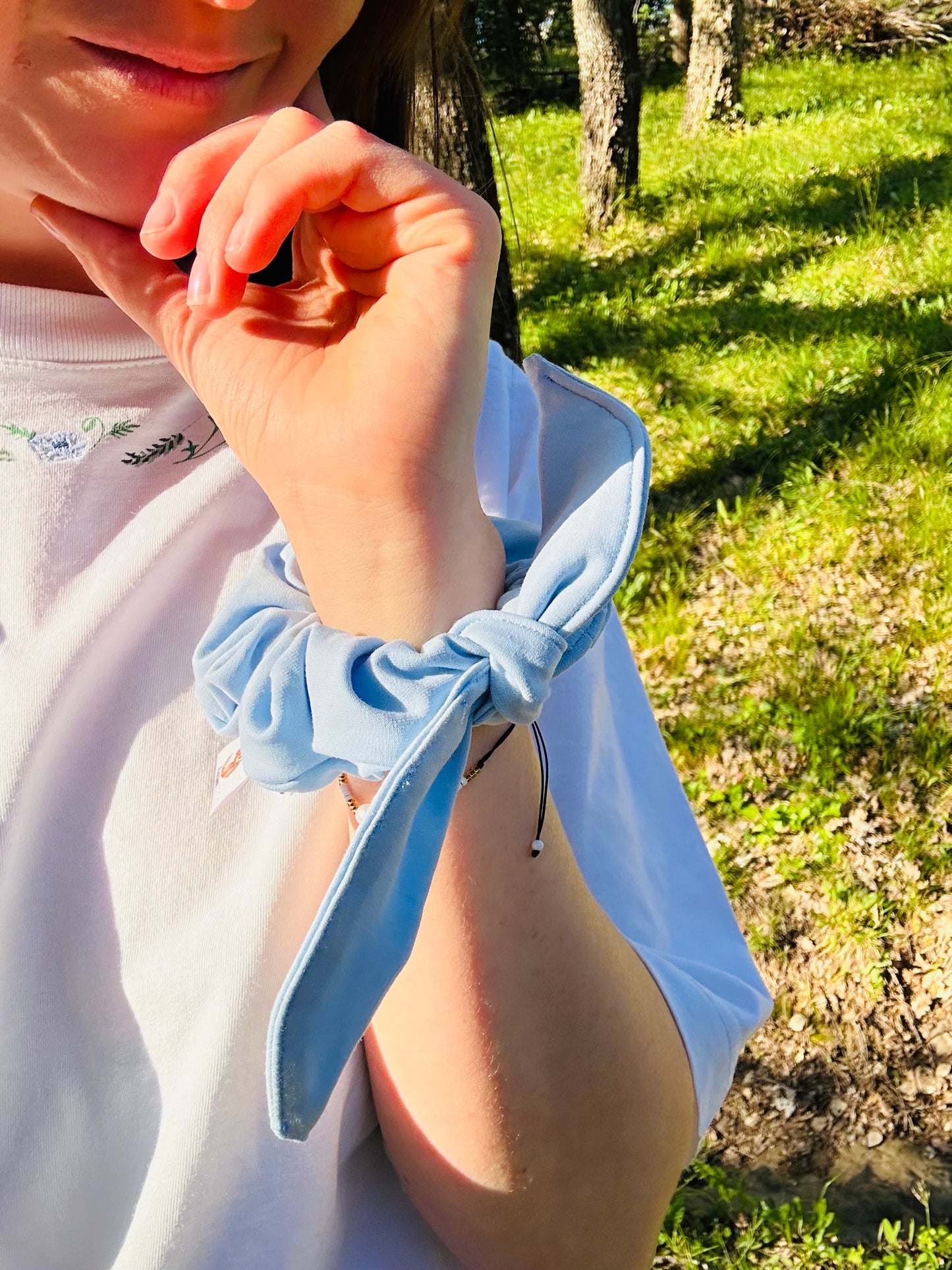 Chouchou Cécile bleu ciel printemps