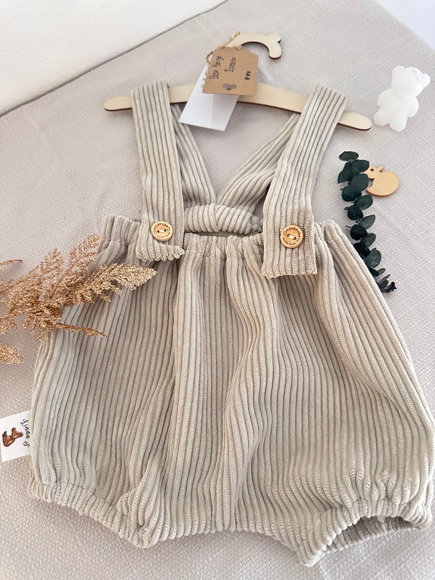Bloomer en velours beige taille 3-6 mois