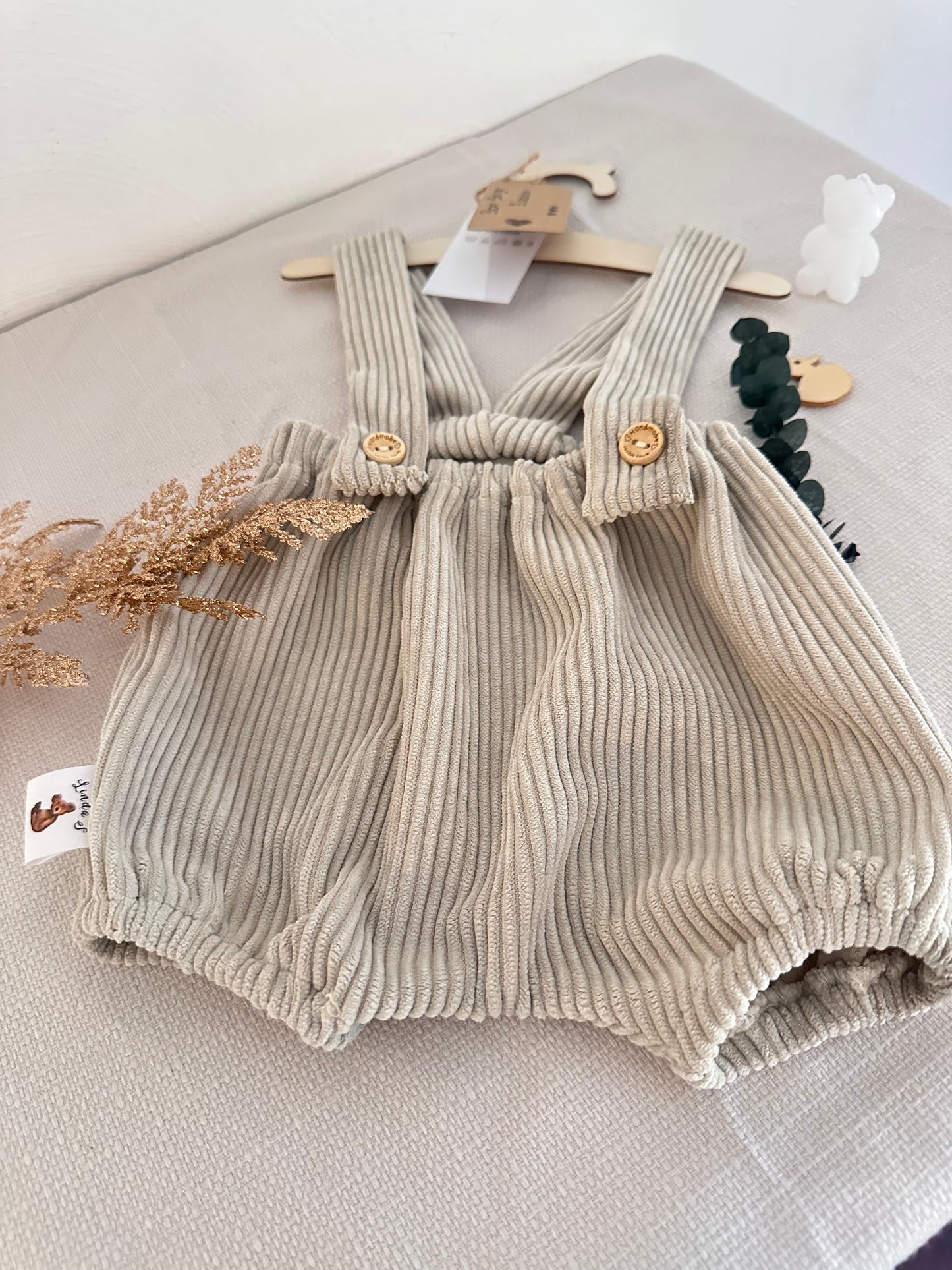 Bloomer en velours beige taille 3-6 mois