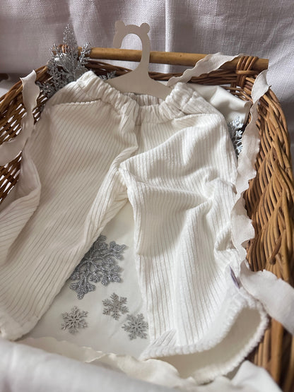 Pantalons en velours écru Oeko-Tex