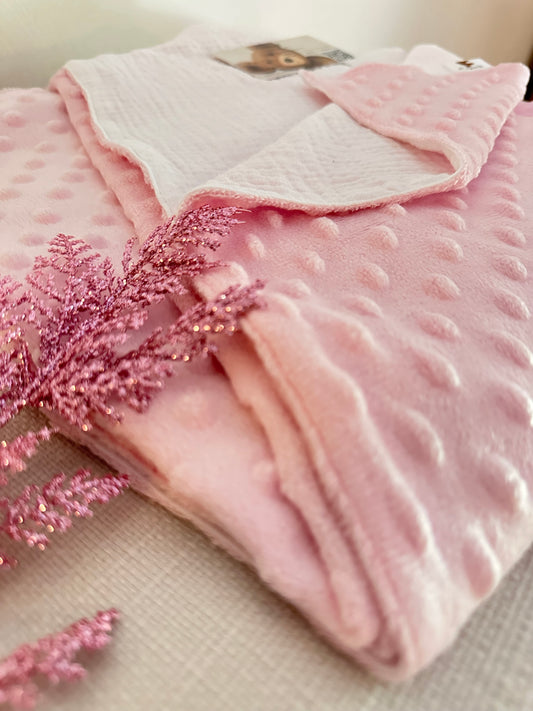 Couverture bébé minky rose