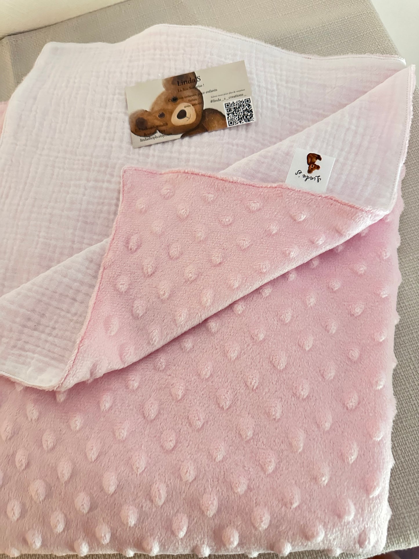 Couverture bébé minky rose