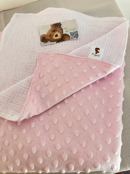 Couverture bébé minky rose