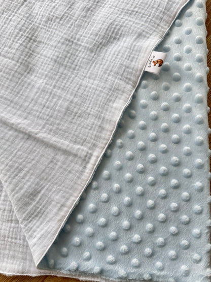 Couverture bébé en minky bleu