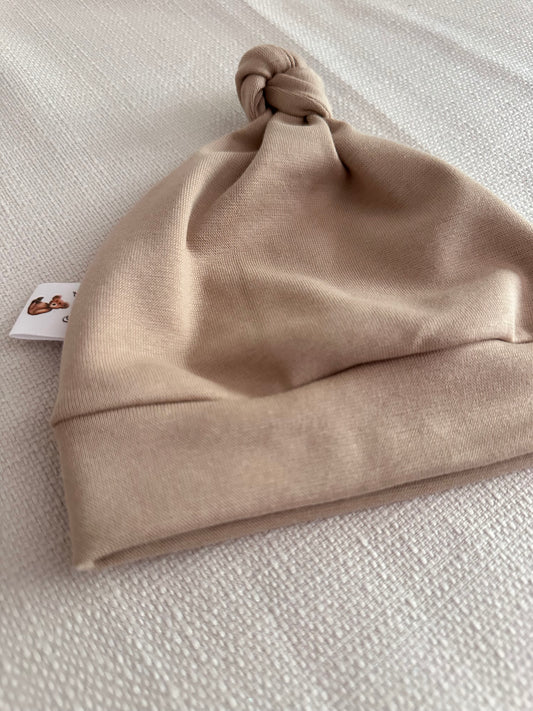 Bonnet beige clair en jersey Oeko-Tex