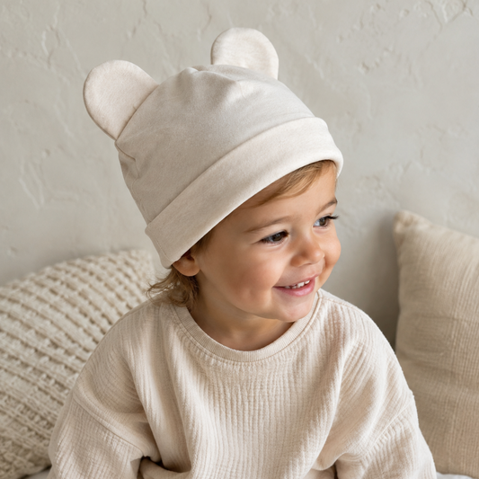 Bonnet ourson Ecru