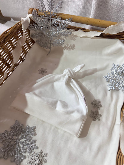 Bonnet bicolore hiver écru & blanc cassé uni Oeko-Tex