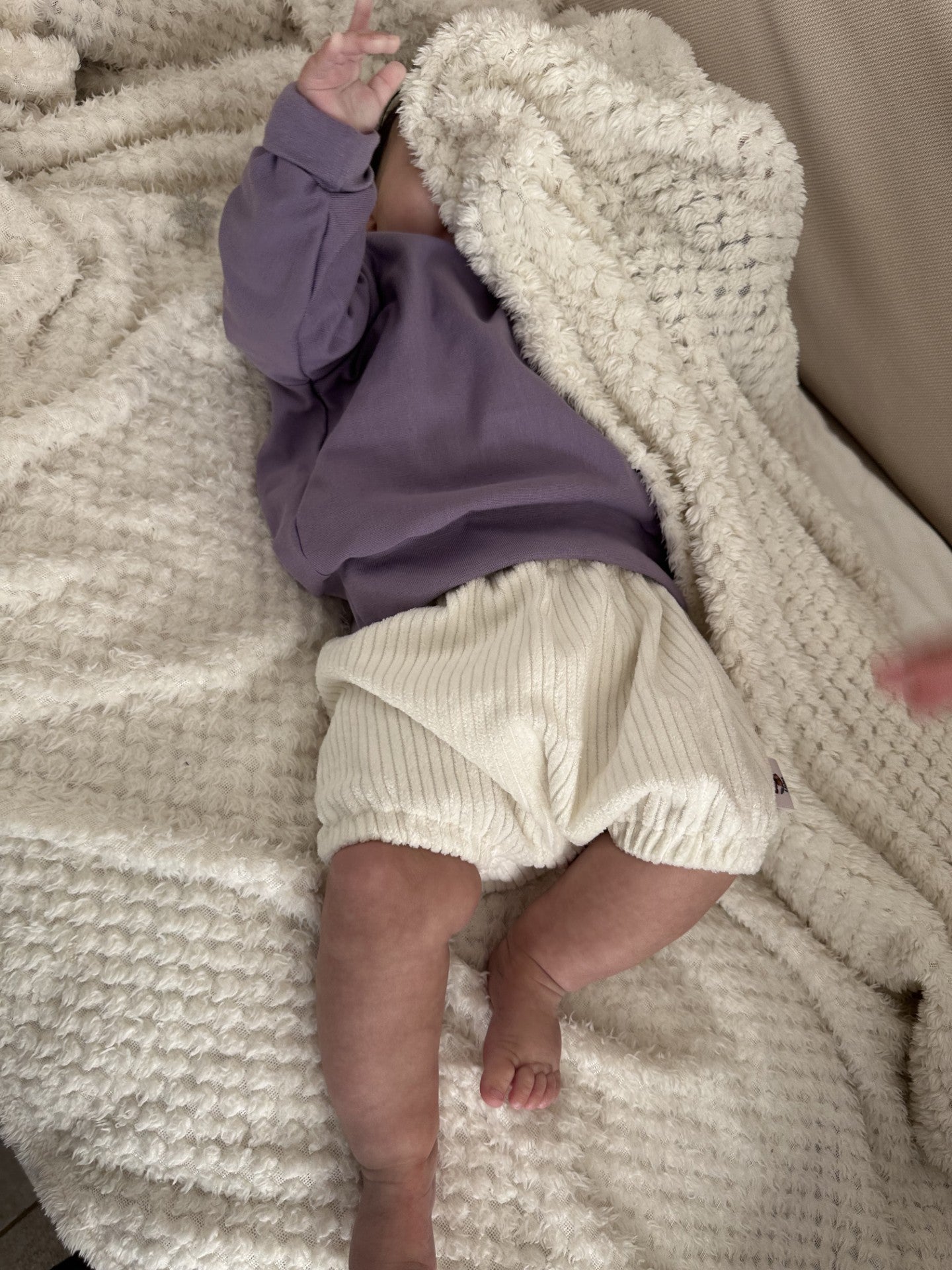 Pull molletonné manches longues lilas Oeko-Tex