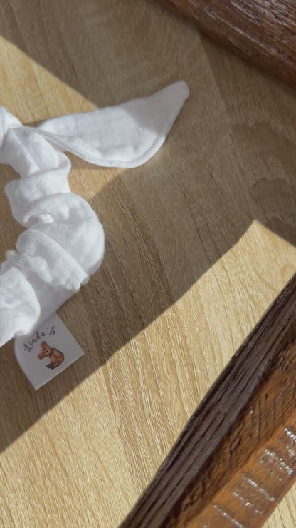 Chouchou Cecile gaze de coton blanc