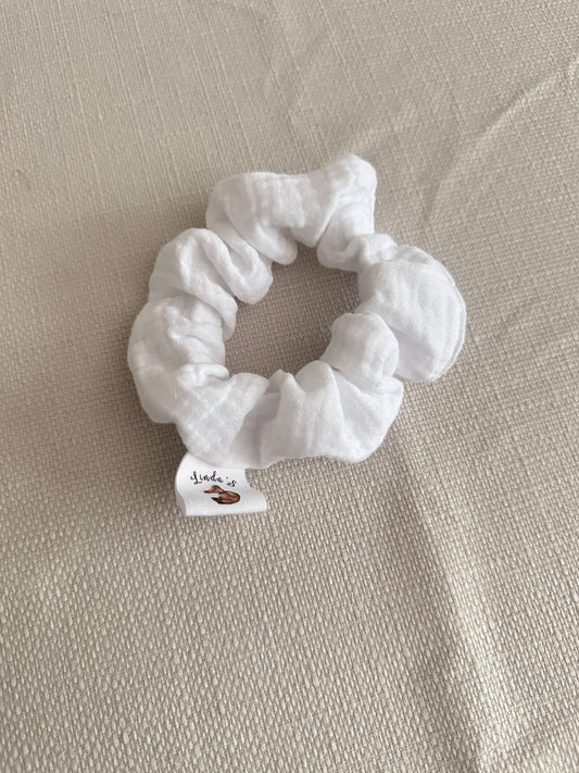 Chouchou gaze de coton blanc