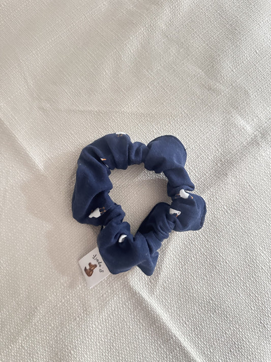 Chouchou en jersey bleu marine à motif