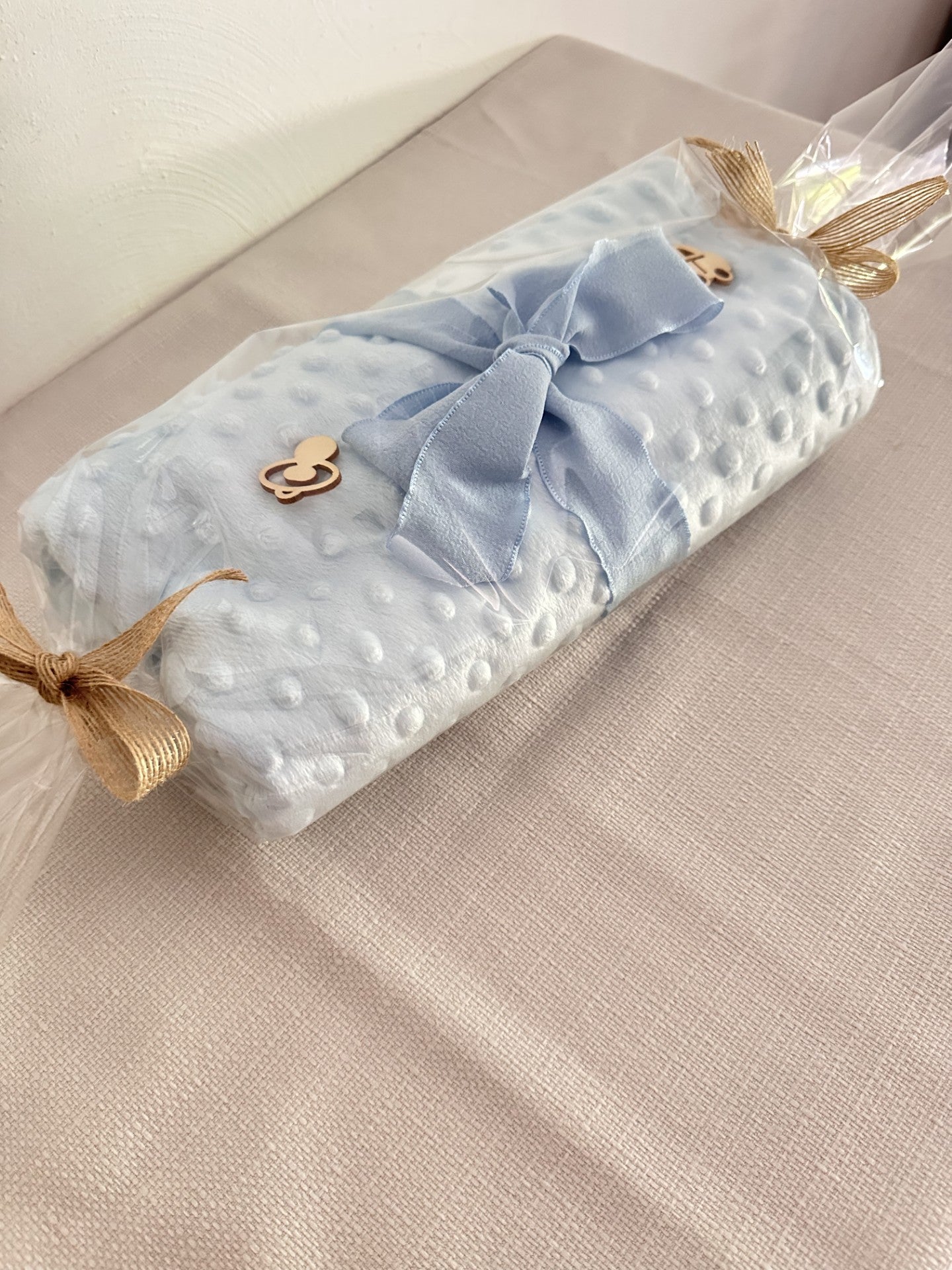 Couverture bébé en minky bleu