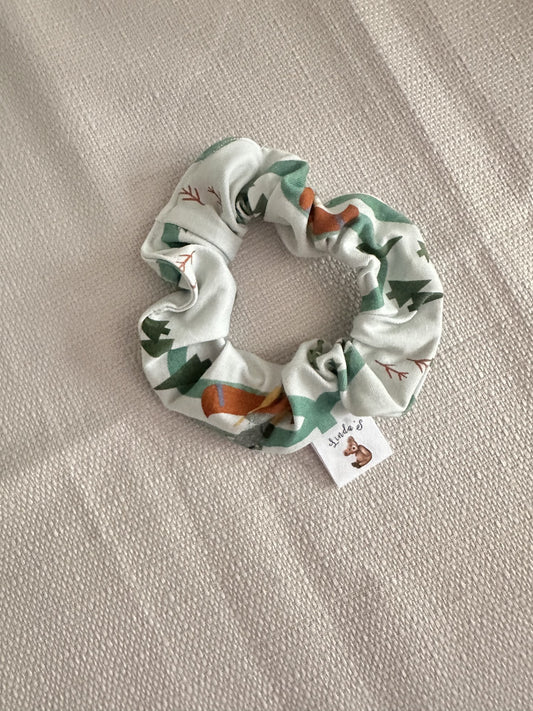 Chouchou en jersey vert motif foret